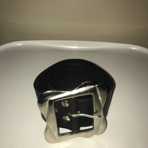 Authentic Italian heavy silver buckle leather belt - Picture 3 of 4